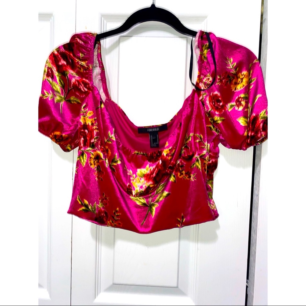Forever 21 pink floral crop top.
